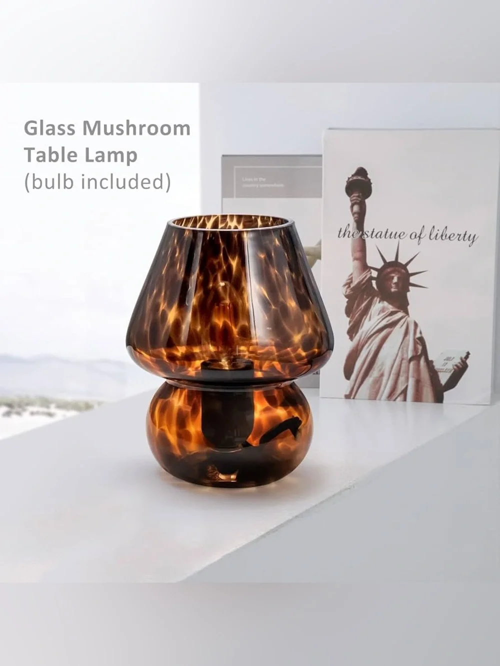Amber Glass Mushroom Table Lamp - Home Accents